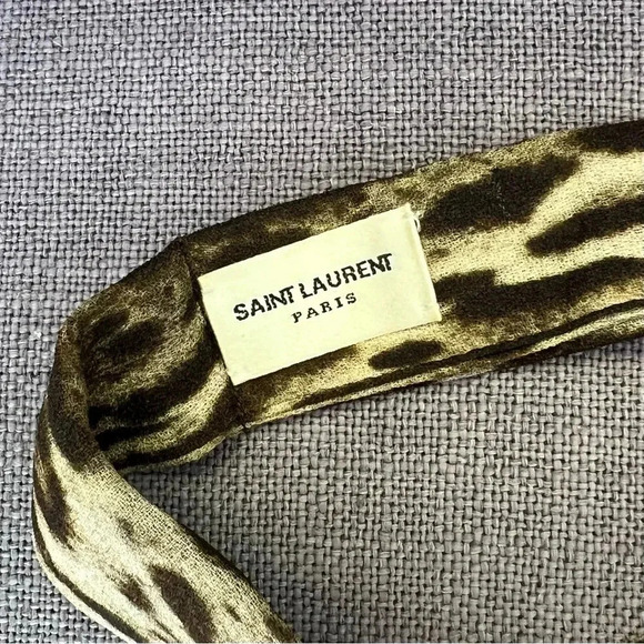 Saint Laurent Brown Animal Print Scarf - Picture 2 of 2